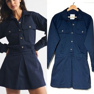 Abercrombie & Fitch Utility Mini Dress Skorts Navy Size M Long Sleeve Stretchy